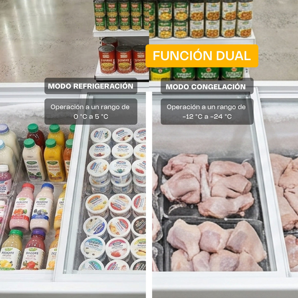Congelador tapa de cristal plano 12 ft³ | Rhino | Congecri-12p