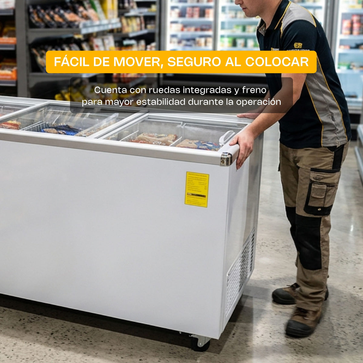 Congelador tapa de cristal plano 12 ft³ | Rhino | Congecri-12p