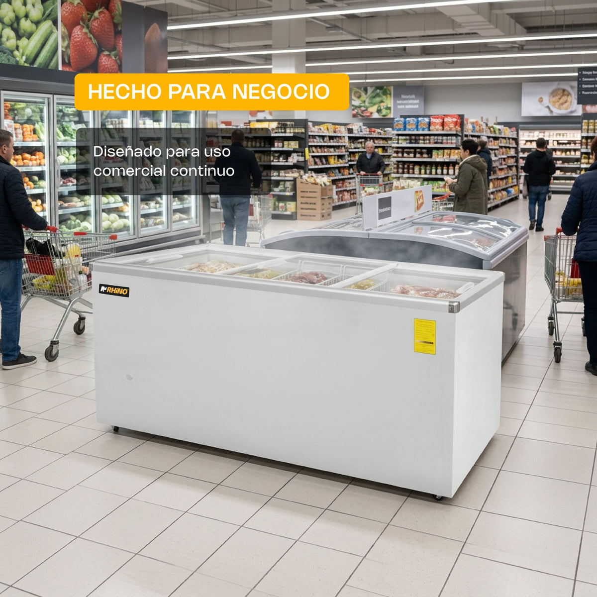 Congelador tapa de cristal plano 12 ft³ | Rhino | Congecri-12p