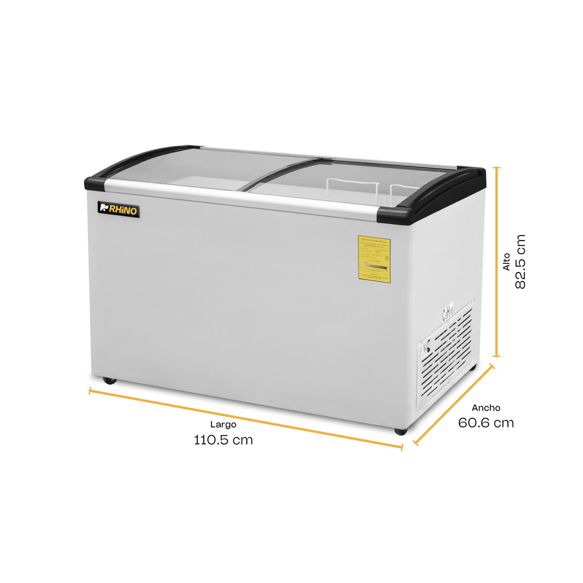 Congelador horizontal tapa de cristal curvo | Rhino | Congecri-7c