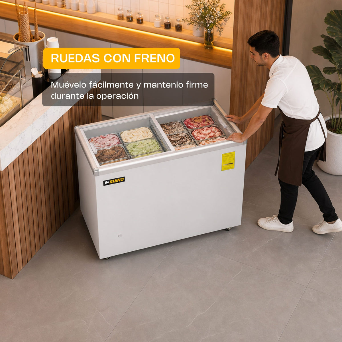 Congelador horizontal tapa de cristal plano | Rhino | Congecri-7p