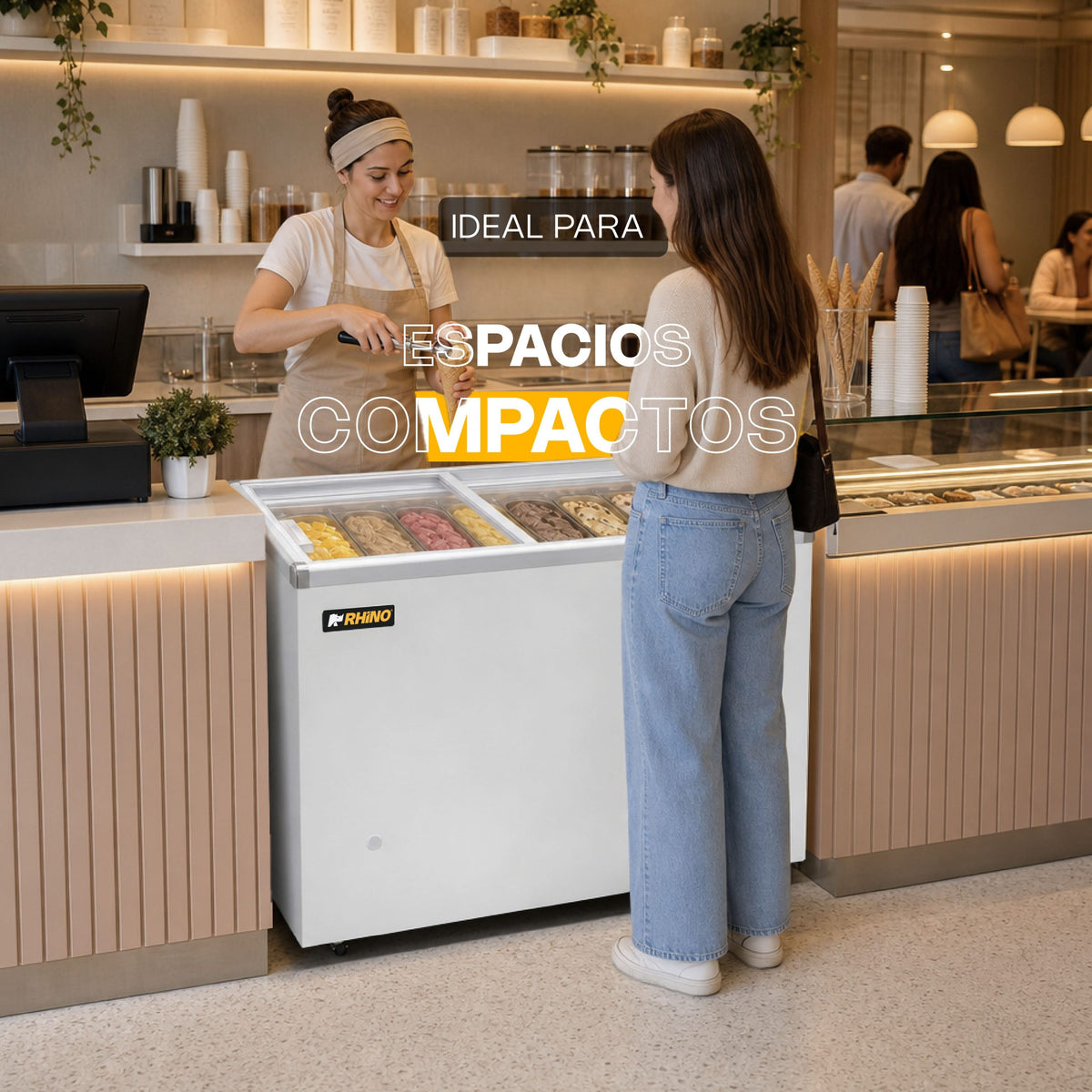 Congelador horizontal tapa de cristal plano | Rhino | Congecri-7p