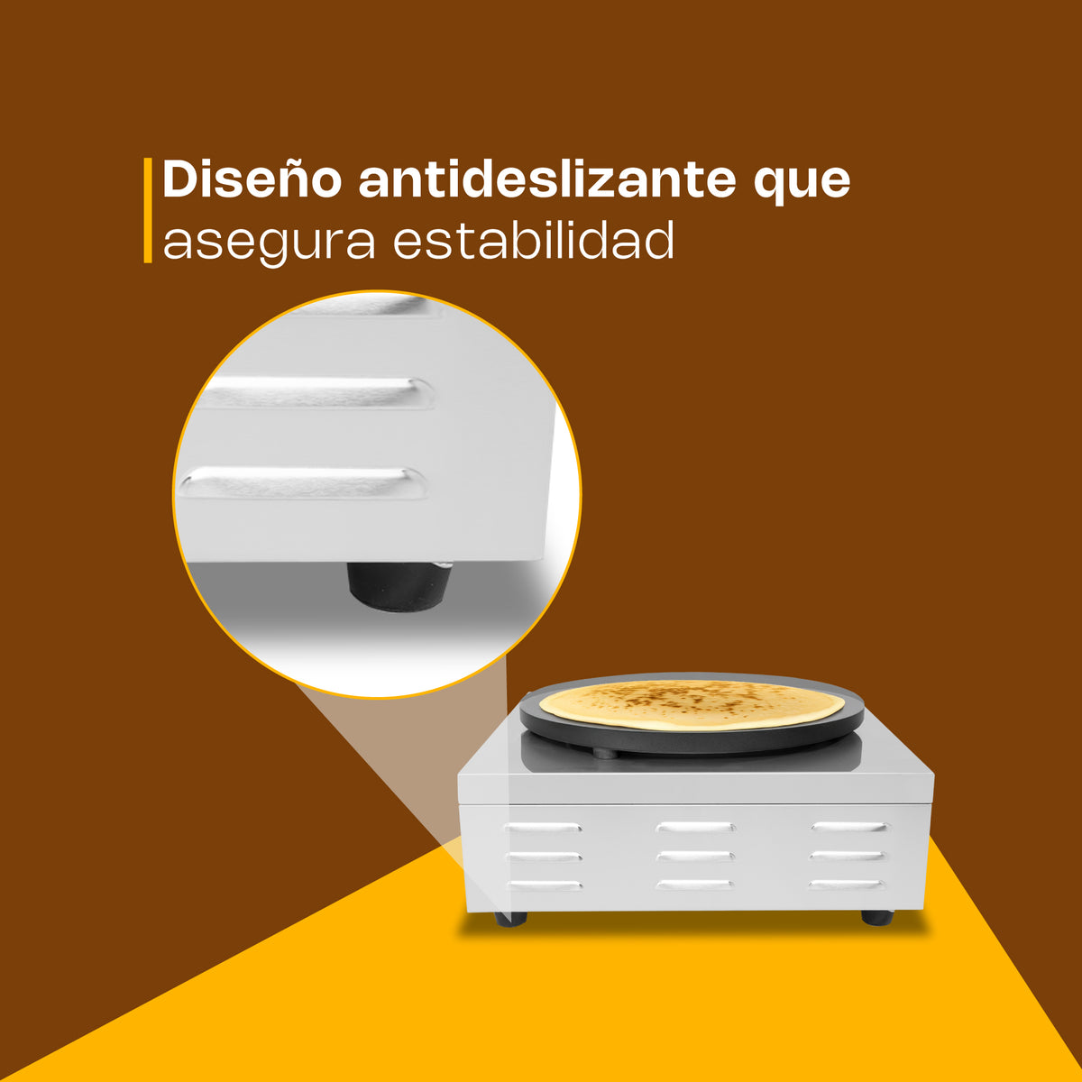 Crepera Eléctrica | Plato De Hierro Fundido Con Teflón | 40 Cm | Plato 40 Cm | Uso Comercial | CREPE-40 | RHINO