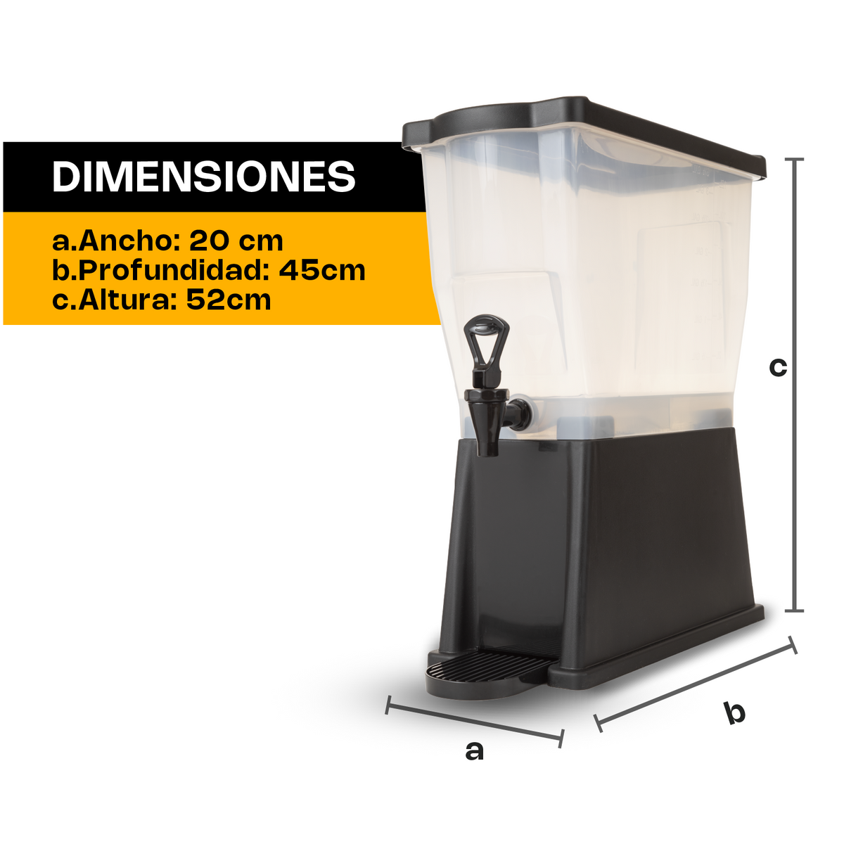 Dispensador de bebidas, capacidad de 13 litros | Rhino | Disbe-13