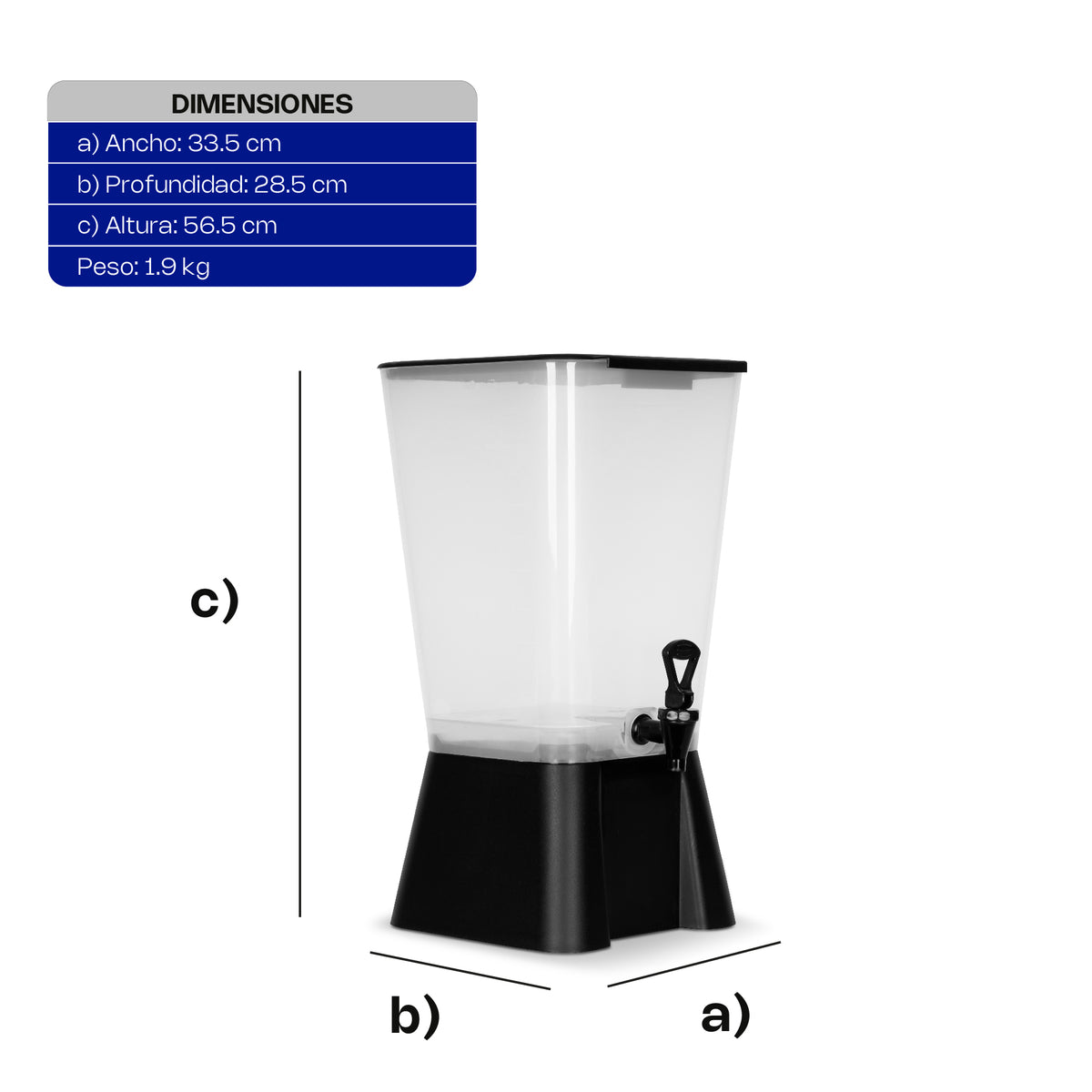Dispensador de bebidas, capacidad de 19 litros | Rhino | Disbe-19