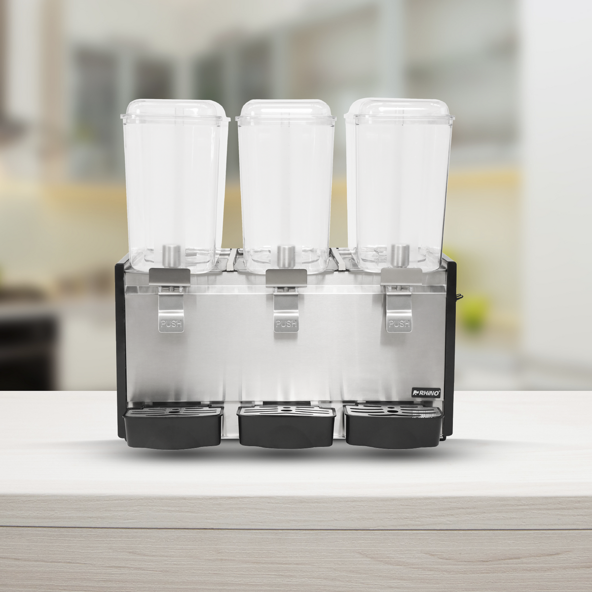 Dispensador De Bebidas Frías | Tanques De Policarbonato / Estructura Metálica | 3 Tanques | 3 Tanques De 18 L C/U | Uso Comercial | DISBEF | RHINO