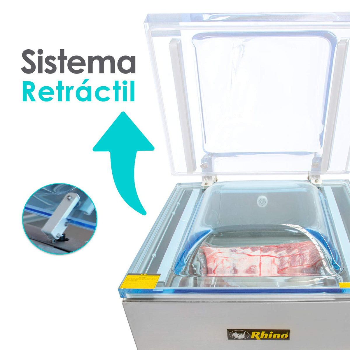 Empacadora Al Vacío | Cuerpo De Acero Inoxidable / Tapa De Metacrilato | Doble Barra De Sellado 41 Cm | 20 M3/H | Uso Comercial | EVAC-20 | RHINO