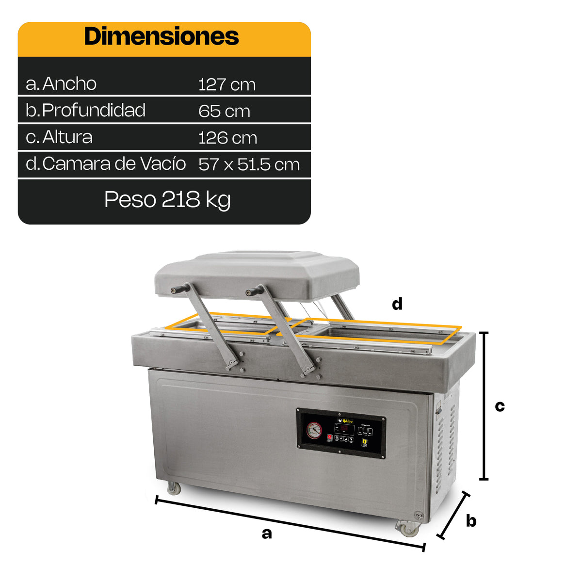 Empacadora al vacío con 5 ciclos preconfigurados | Rhino | Evac-40