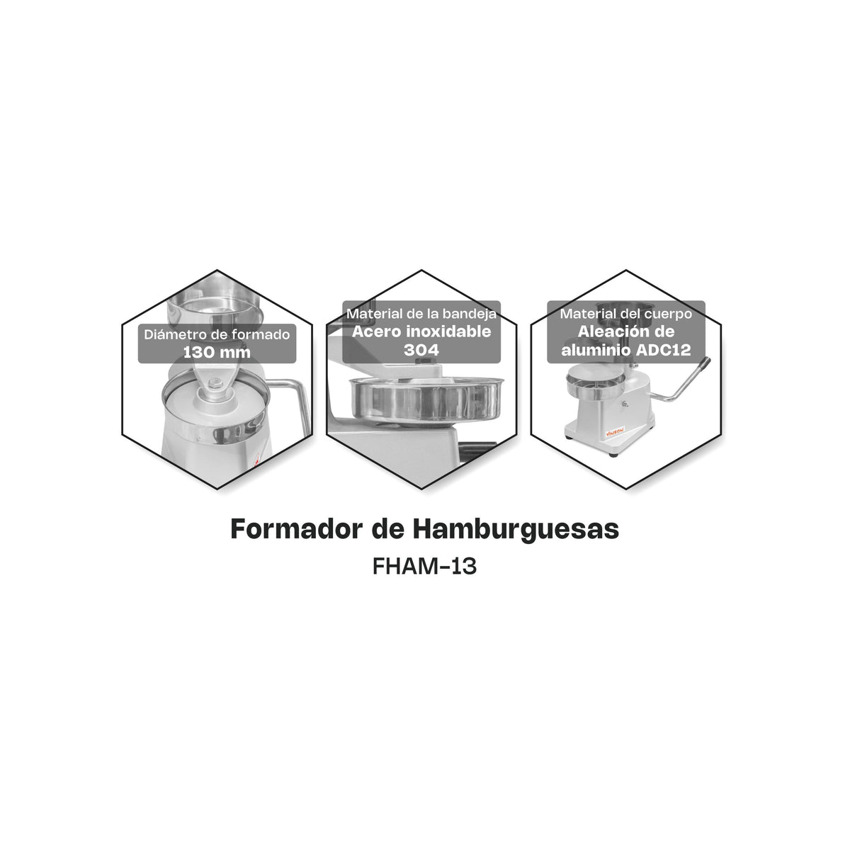 Formador de hamburguesas con diámetro 130 mm | Rhino | Fham-13