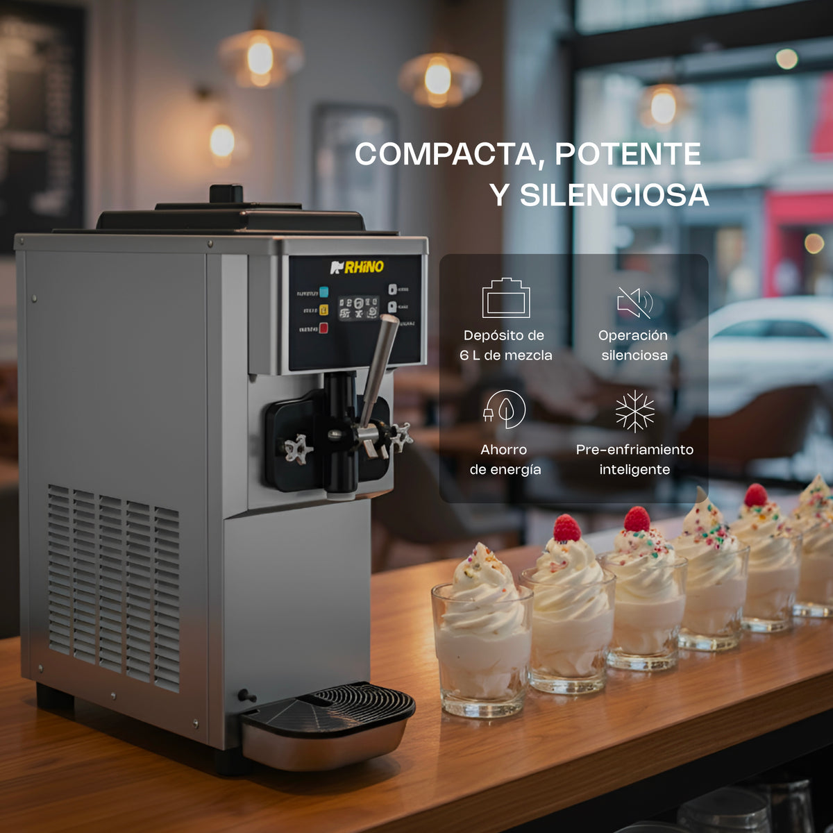 Máquina de helado de mostrador 10 l/h | Rhino | Hela-10