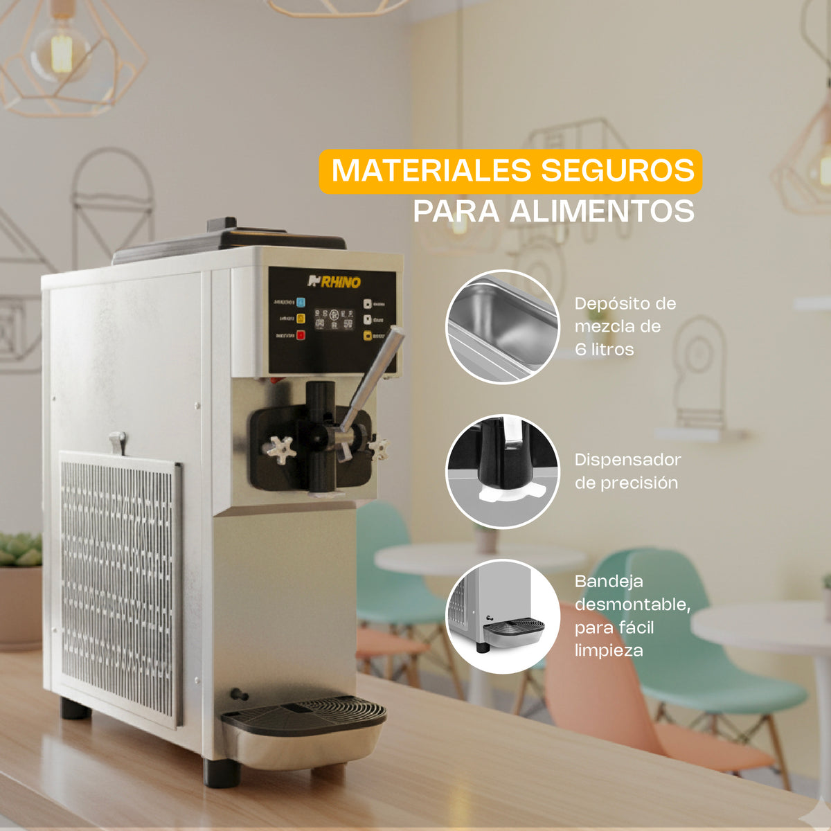 Máquina de helado de mostrador 10 l/h | Rhino | Hela-10