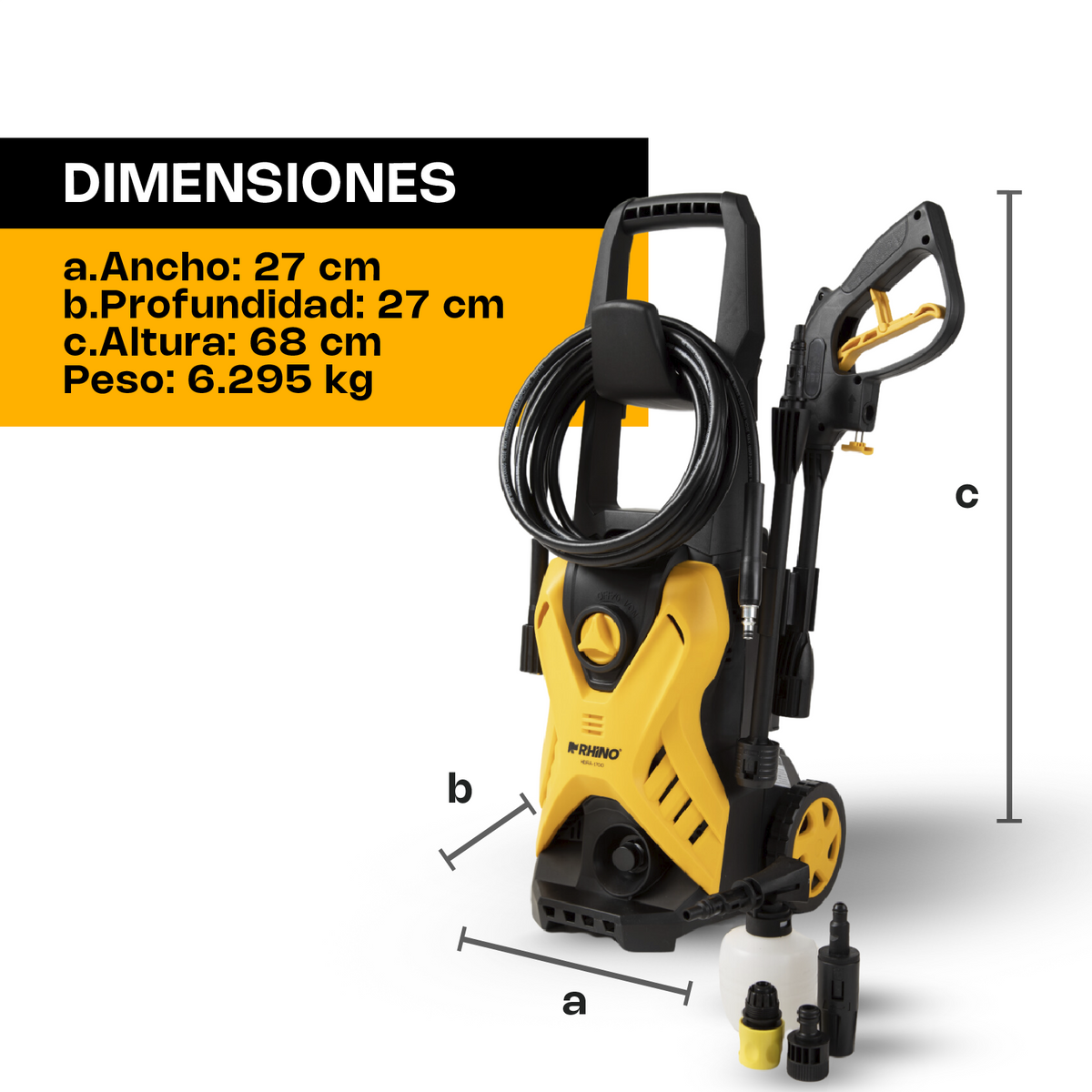 Hidrolavadora de alta presión 1,500 w | Rhino | Hidra-1700