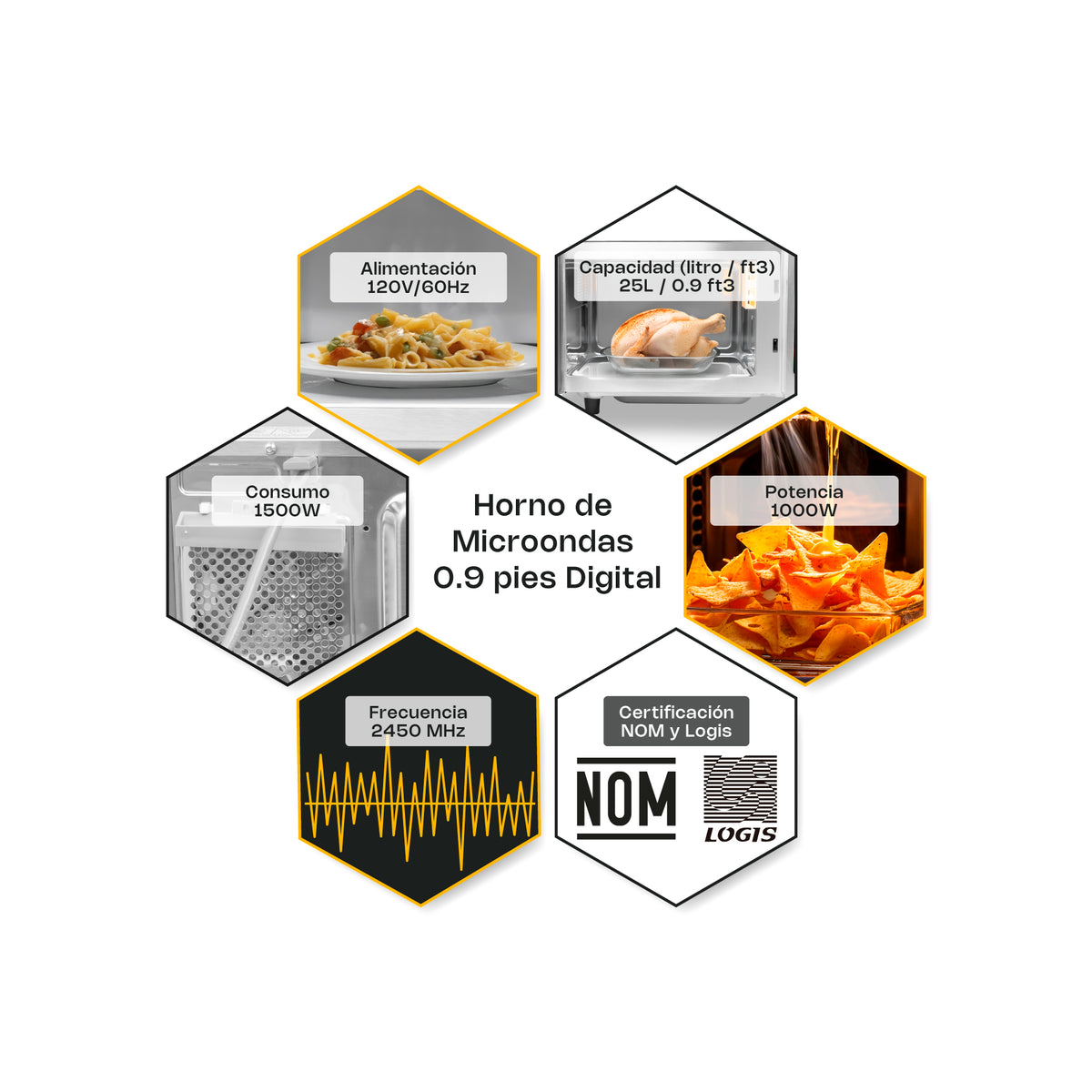 Horno de microondas 0.9 pies digital | Rhino | Homic-09d