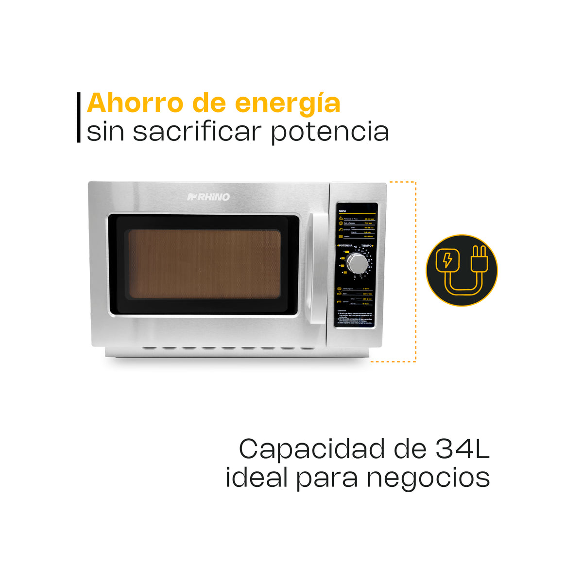 Horno de microondas 1.2 pies análogo, 34 litros | Rhino | Homic-12a