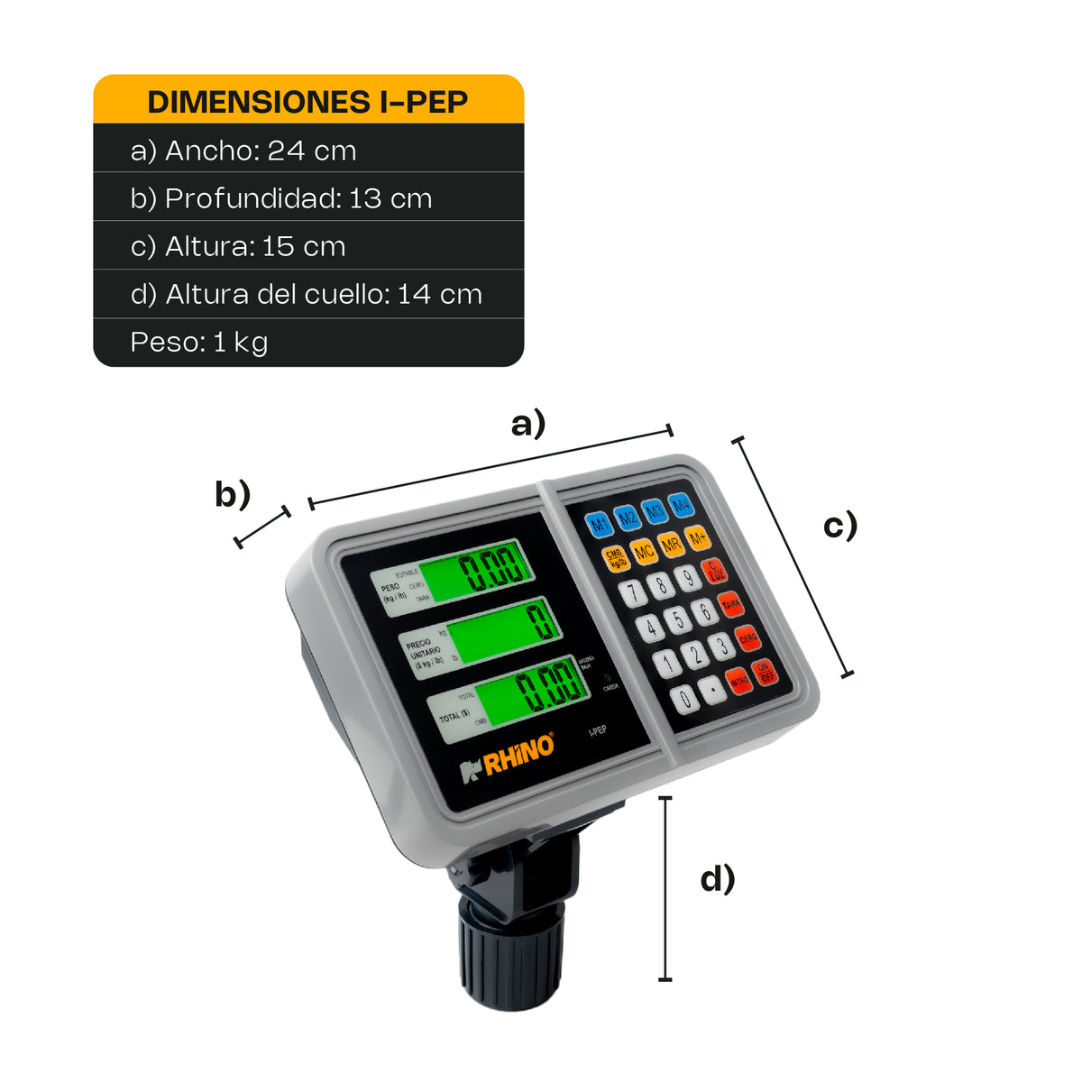 Indicador para báscula electrónica, peso, precio | Rhino | I-pep