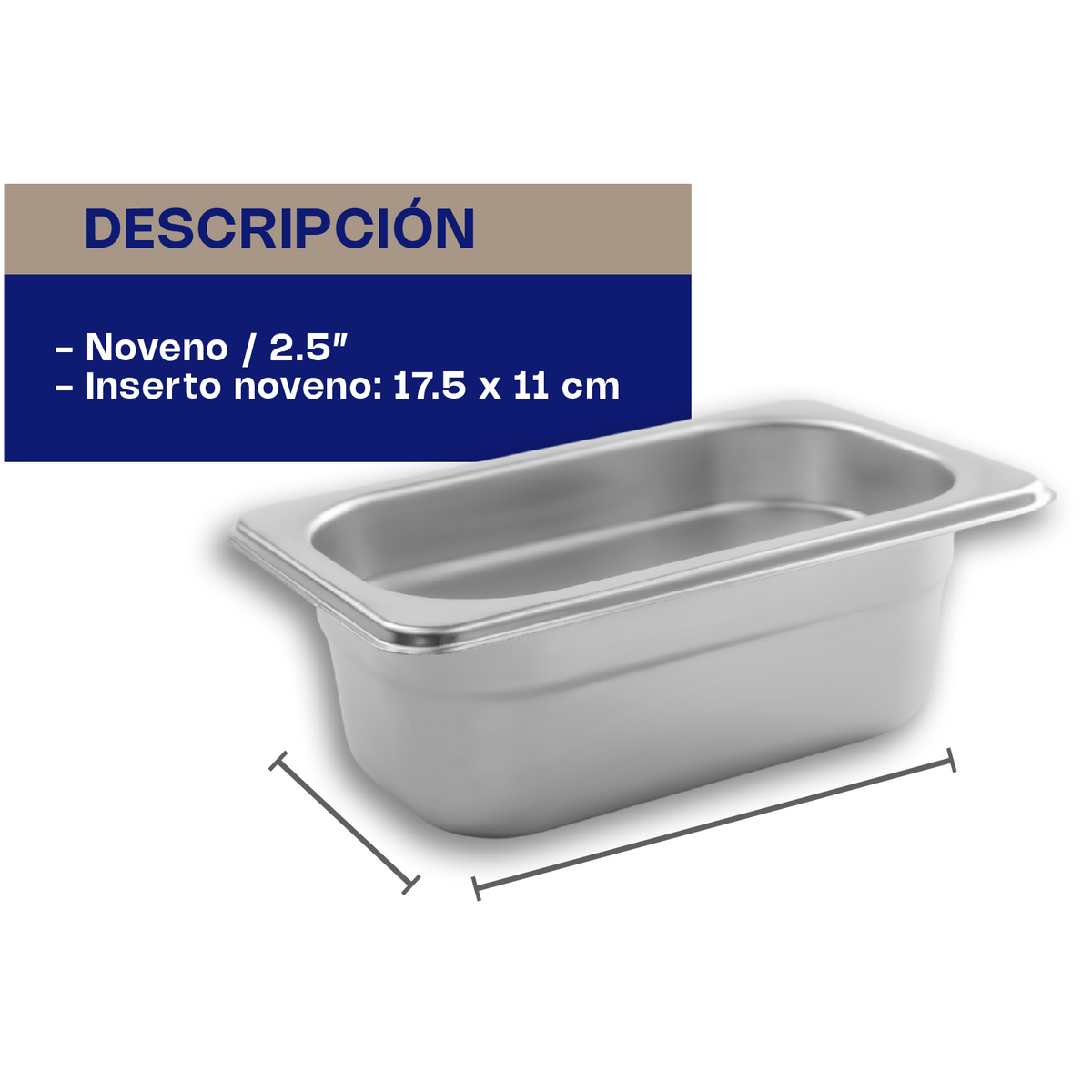 Inserto de acero inoxidable, tamaño noveno 11 cm | Rhino | Inan-2.5