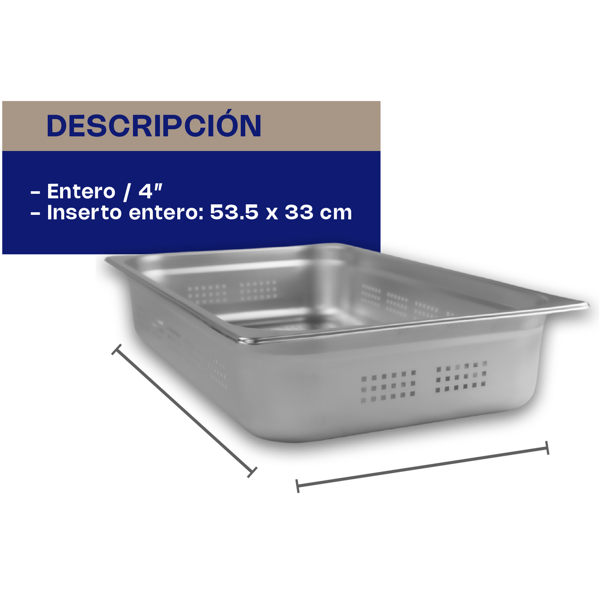 Inserto de acero inoxidable perforado, tamaño entero | Rhino | Inape-4