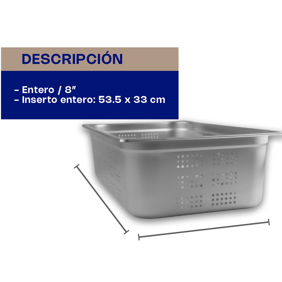 Inserto de acero inoxidable perforado, tamaño entero | Rhino | Inape-8