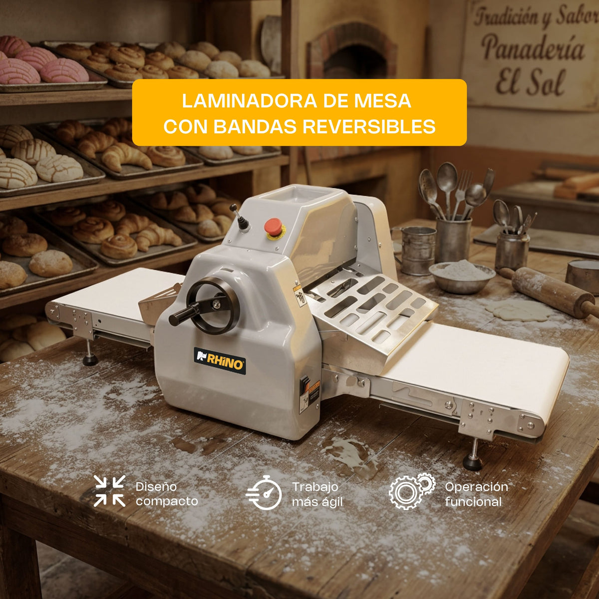 Laminadora de mesa con bandas reversibles 375 w | Rhino | Lamba-169m
