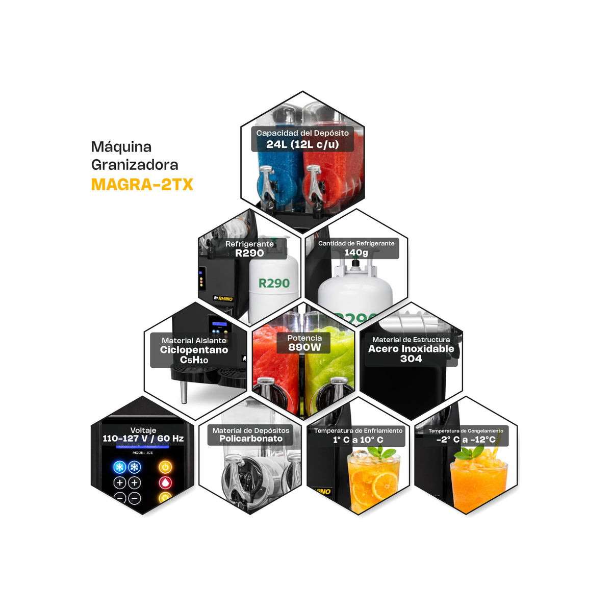 Máquina granizadora premium con capacidad de 24 l | Rhino | Magra-2tx