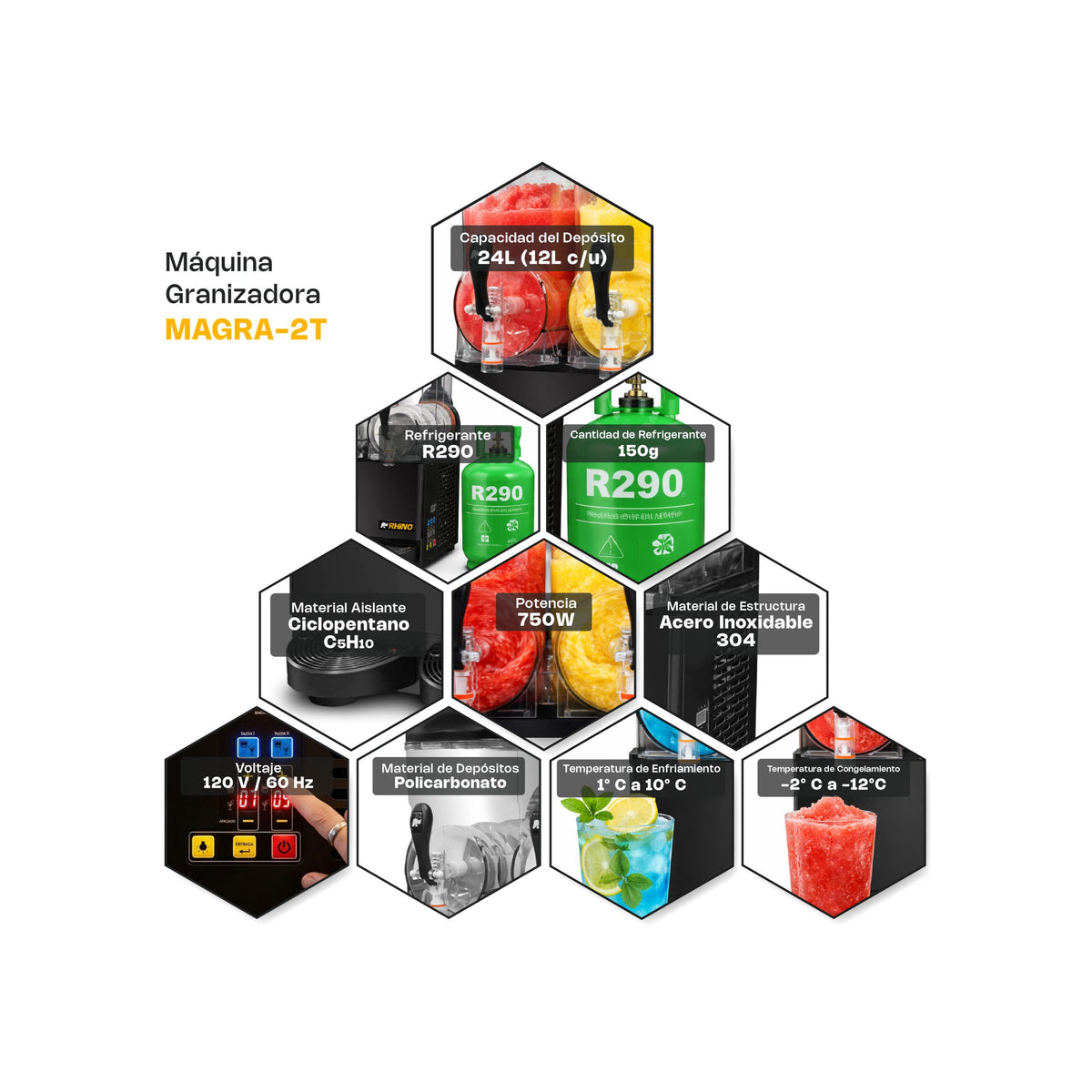 Máquina granizadora con capacidad de 24 l | Rhino | Magra-2t
