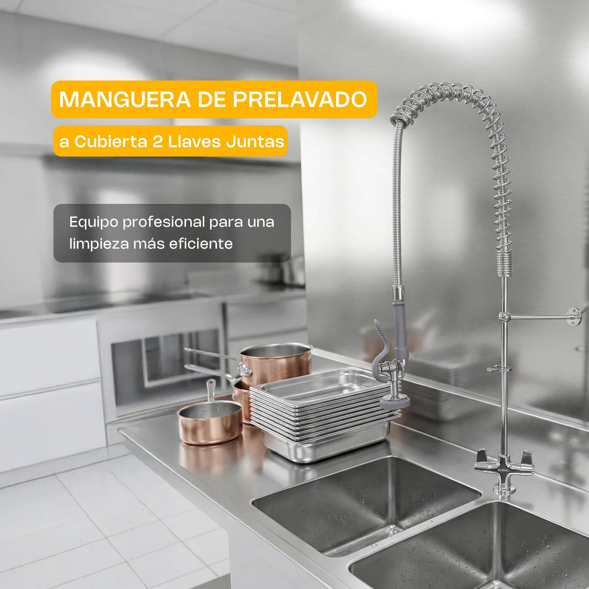 Manguera de prelavado, instalación a cubierta 2 | Rhino | Maprec-m2j