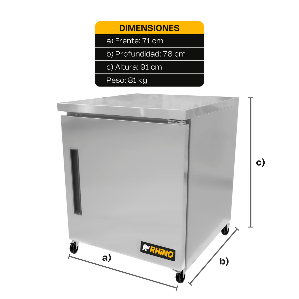 Mesa refrigerada bajo barra 6.9 pies | Rhino | Merbaj-27