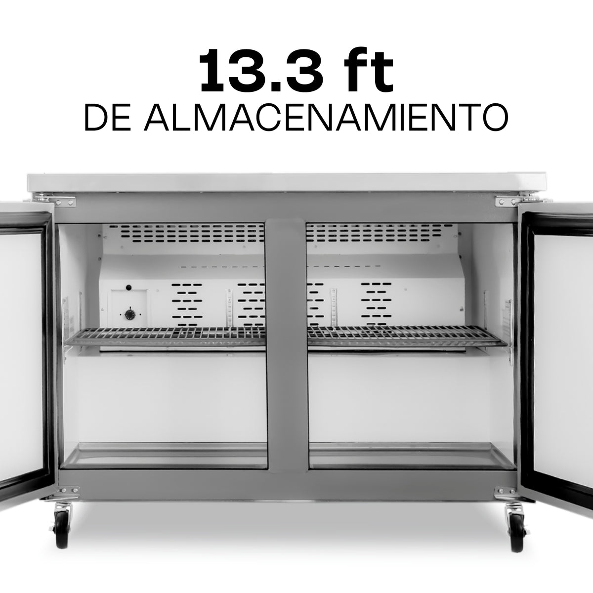 Mesa Refrigerada | Acero Inoxidable | Mesa Refrigerada Bajo Barra 48 Pulgadas | 13.3 Pies | Uso Comercial | MERBAJ-48 | RHINO