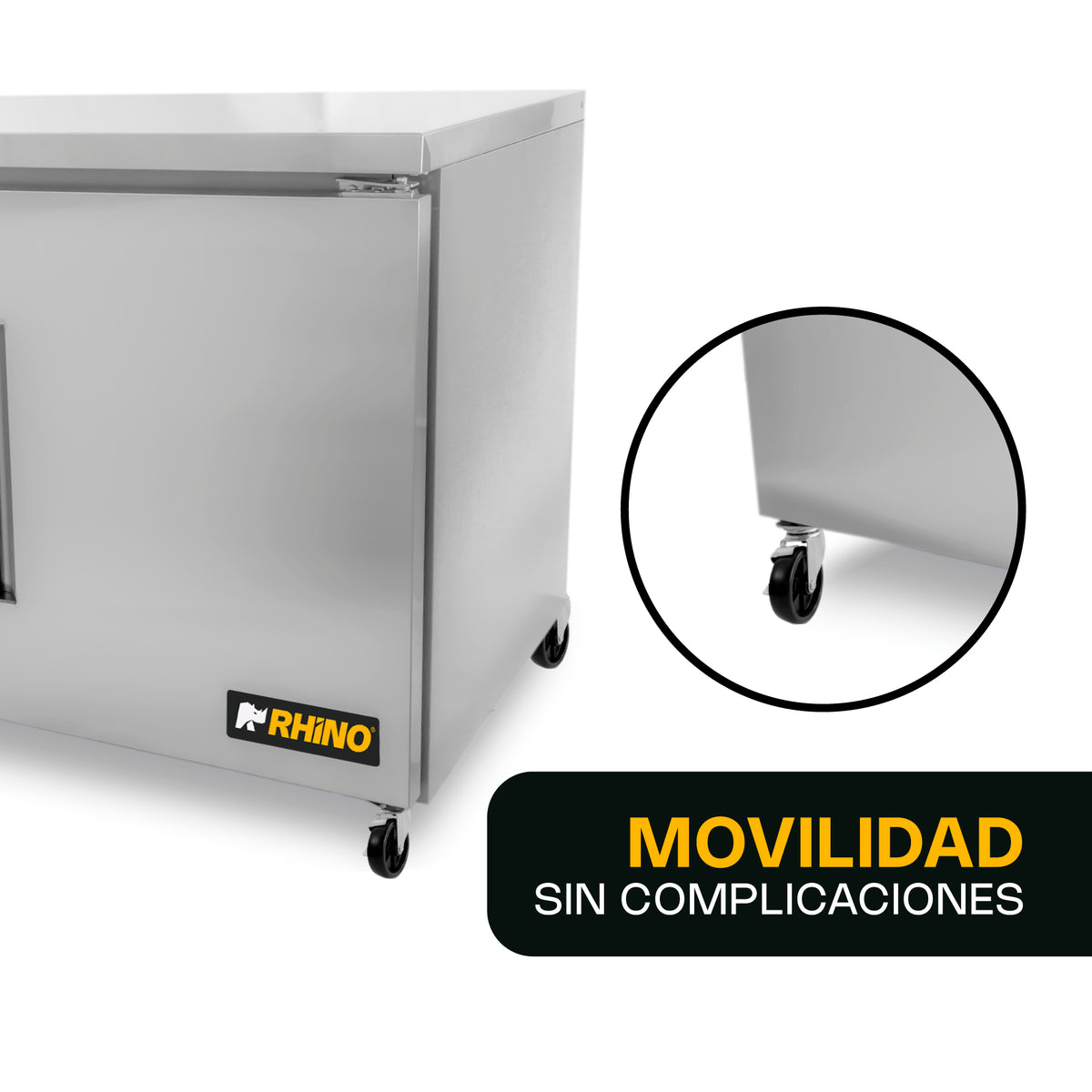 Mesa Refrigerada | Acero Inoxidable | Mesa Refrigerada Bajo Barra 48 Pulgadas | 13.3 Pies | Uso Comercial | MERBAJ-48 | RHINO