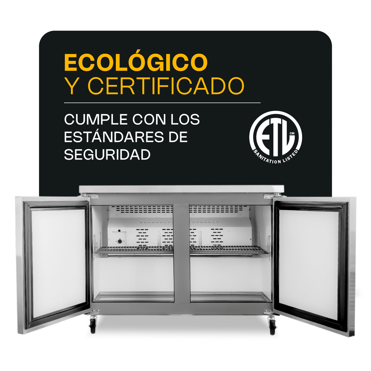 Mesa Refrigerada | Acero Inoxidable | Mesa Refrigerada Bajo Barra 48 Pulgadas | 13.3 Pies | Uso Comercial | MERBAJ-48 | RHINO