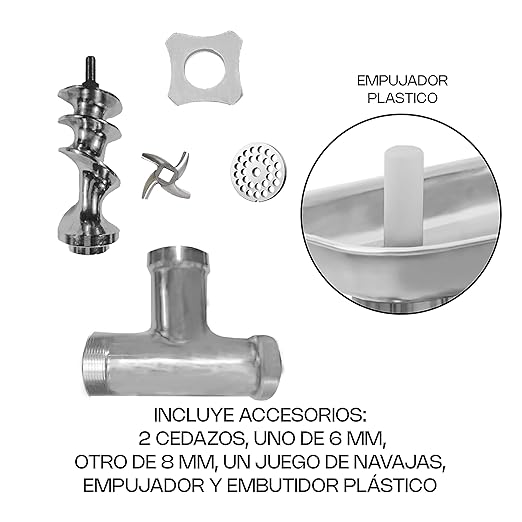 Molino Para Carne | Gabinete Y Charola De Acero Inoxidable / Cabezal De Hierro Niquelado | Cabezal No. 12 | Cabezal No. 12 / Motor 1 Hp | Uso Comercial | MOCA-12 | RHINO
