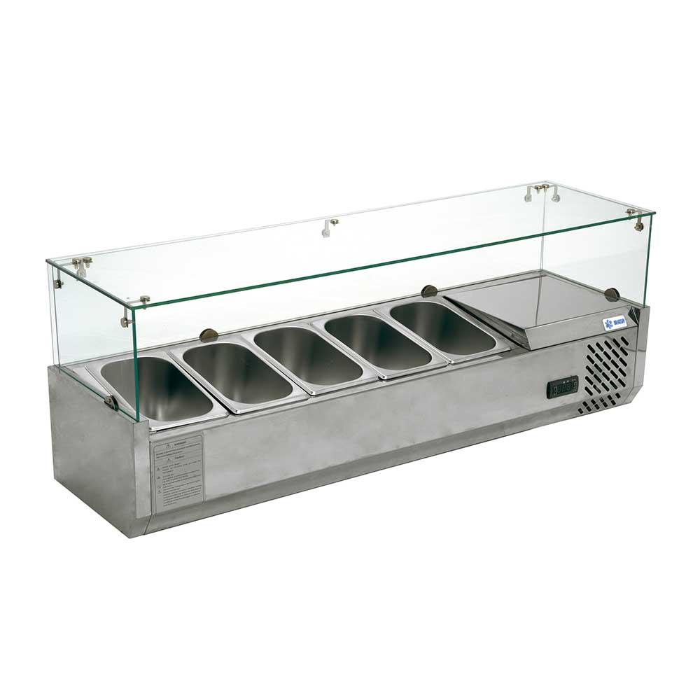 VITRINA REFRIGERADA PARA ENSALADAS Y PIZZAS SOBRE MESA DE 120 CM DE FRENTE | RT-1200L