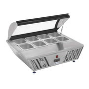 BASE REFRIGERADA DE 8 INSERTOS DE SOBRE MESA CON TAPA | RTW-67L