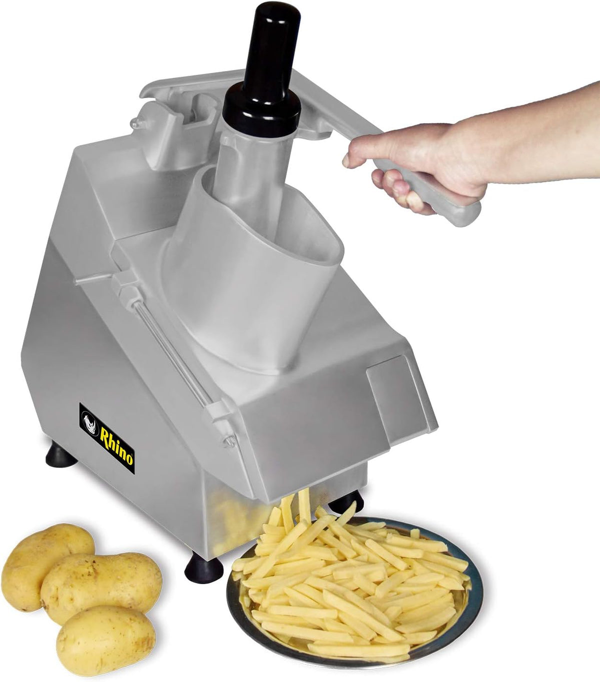 Procesador De Alimentos | Cuerpo Metálico / Discos De Acero Inoxidable | Discos De Corte 2 Y 4 Mm / Discos Ralladores 3, 5 Y 10 Mm | 5 Discos Intercambiables | Uso Comercial | PROAL-550 | RHINO