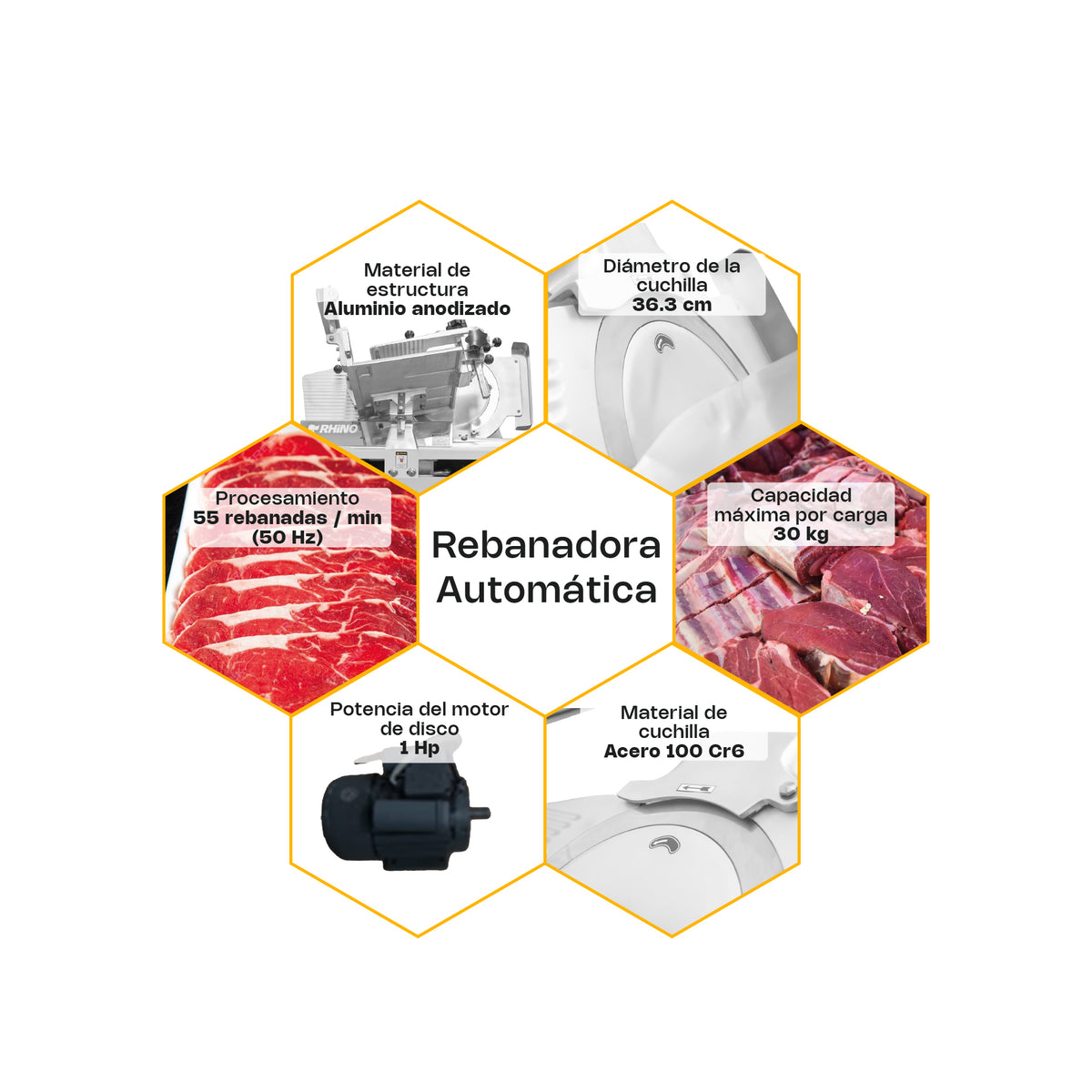 Rebanadora automática para carne semi congelada | Rhino | Rebac-363