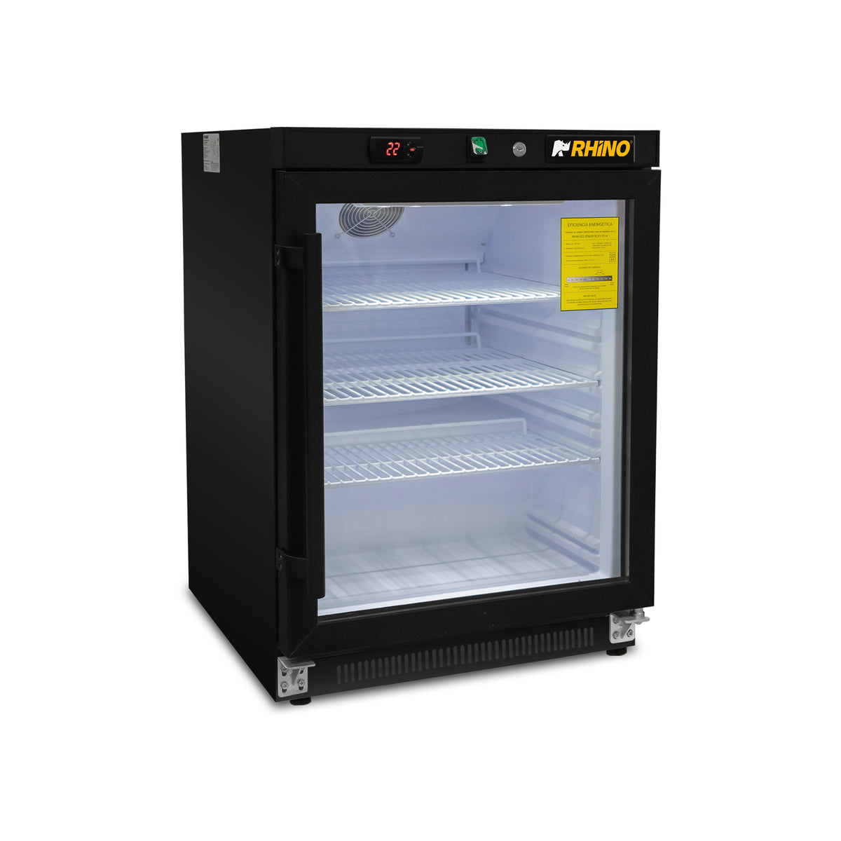 Refrigerador vertical puerta de cristal 4 ft³ | Rhino | Reveab-4c