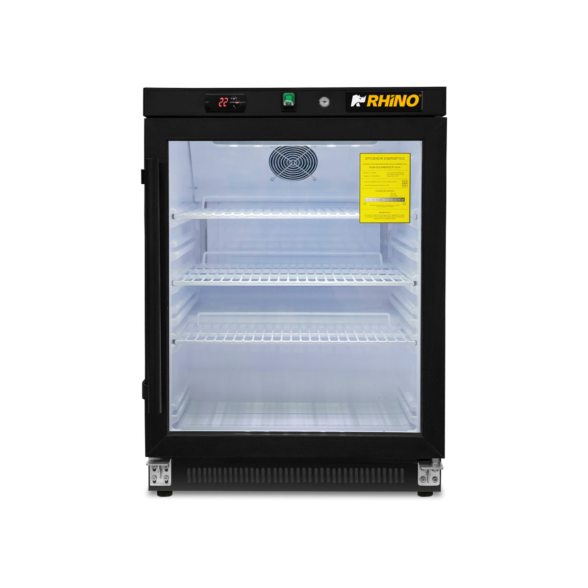Refrigerador vertical puerta de cristal 4 ft³ | Rhino | Reveab-4c