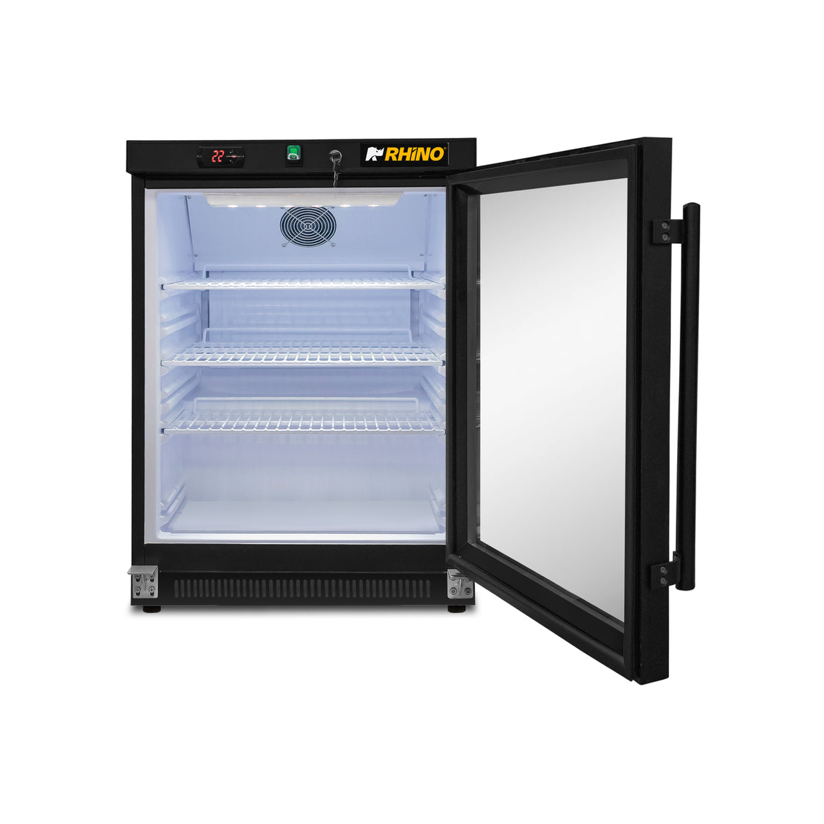 Refrigerador vertical puerta de cristal 4 ft³ | Rhino | Reveab-4c