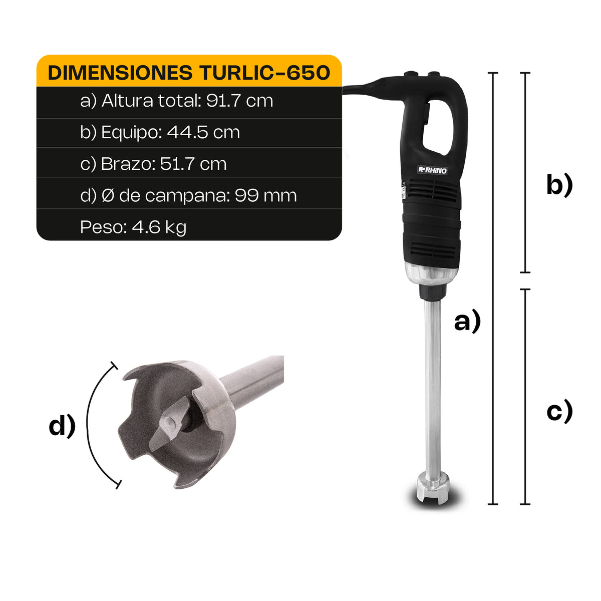 Turbolicuador con brazo de 52 cm | Rhino | Turlic-650