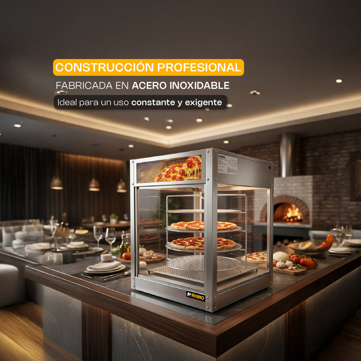 Vitrina calentadora de pizza 177 l | Rhino | Vicapi-177l