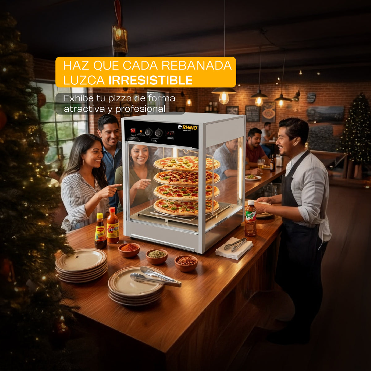 Vitrina calentadora de pizza 177 l | Rhino | Vicapi-177l