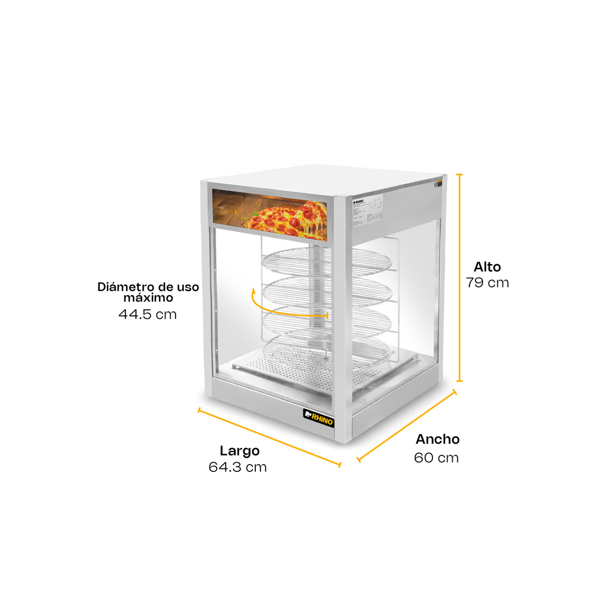 Vitrina calentadora de pizza 177 l | Rhino | Vicapi-177l