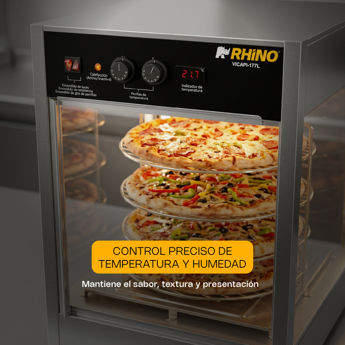 Vitrina calentadora de pizza 177 l | Rhino | Vicapi-177l