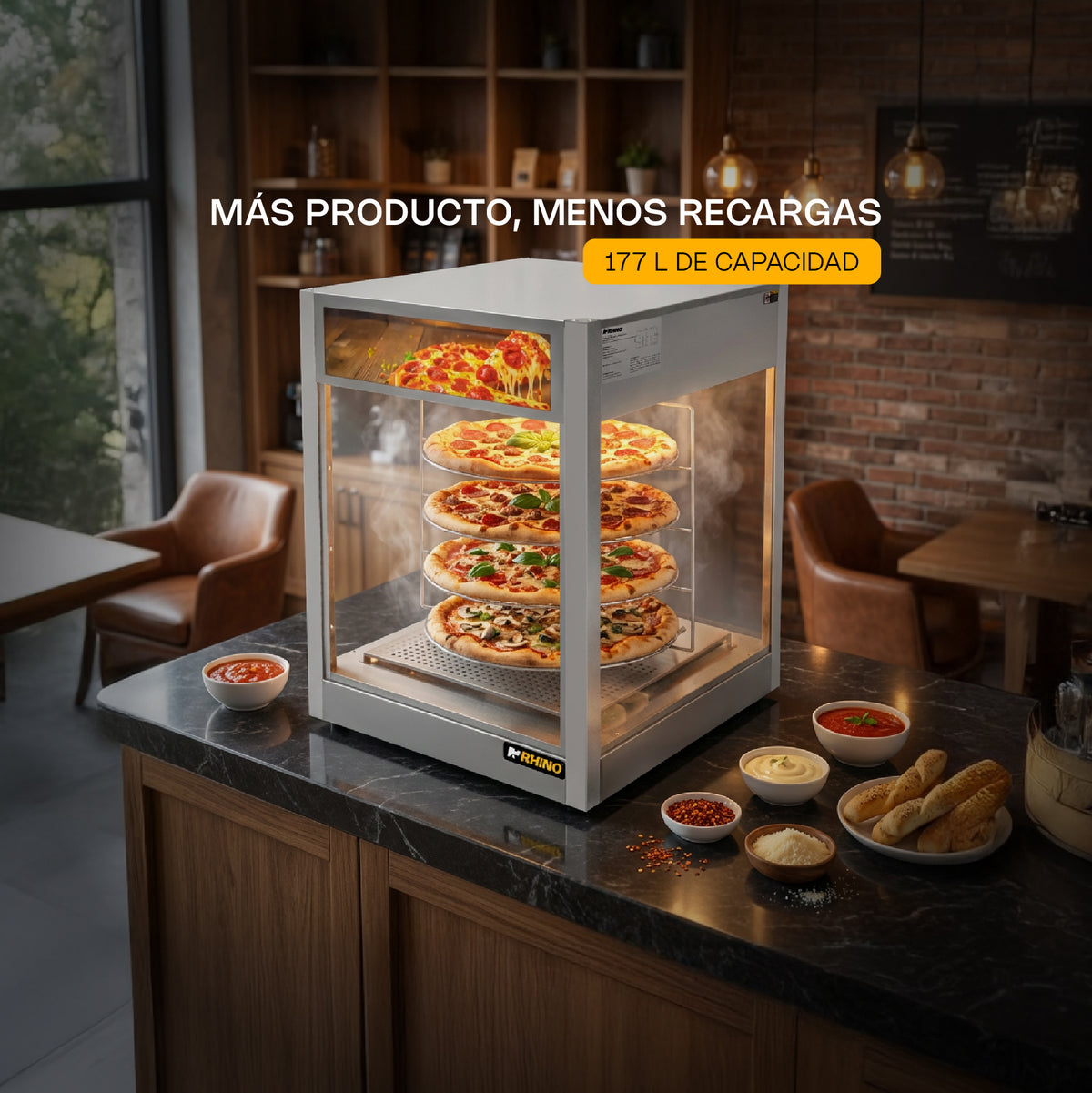 Vitrina calentadora de pizza 177 l | Rhino | Vicapi-177l