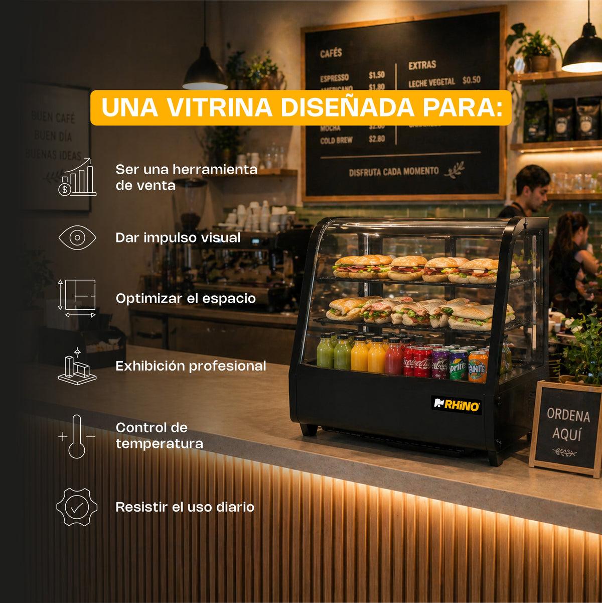 Vitrina refrigerada de mostrador de 76 l | Rhino | Viremo-100