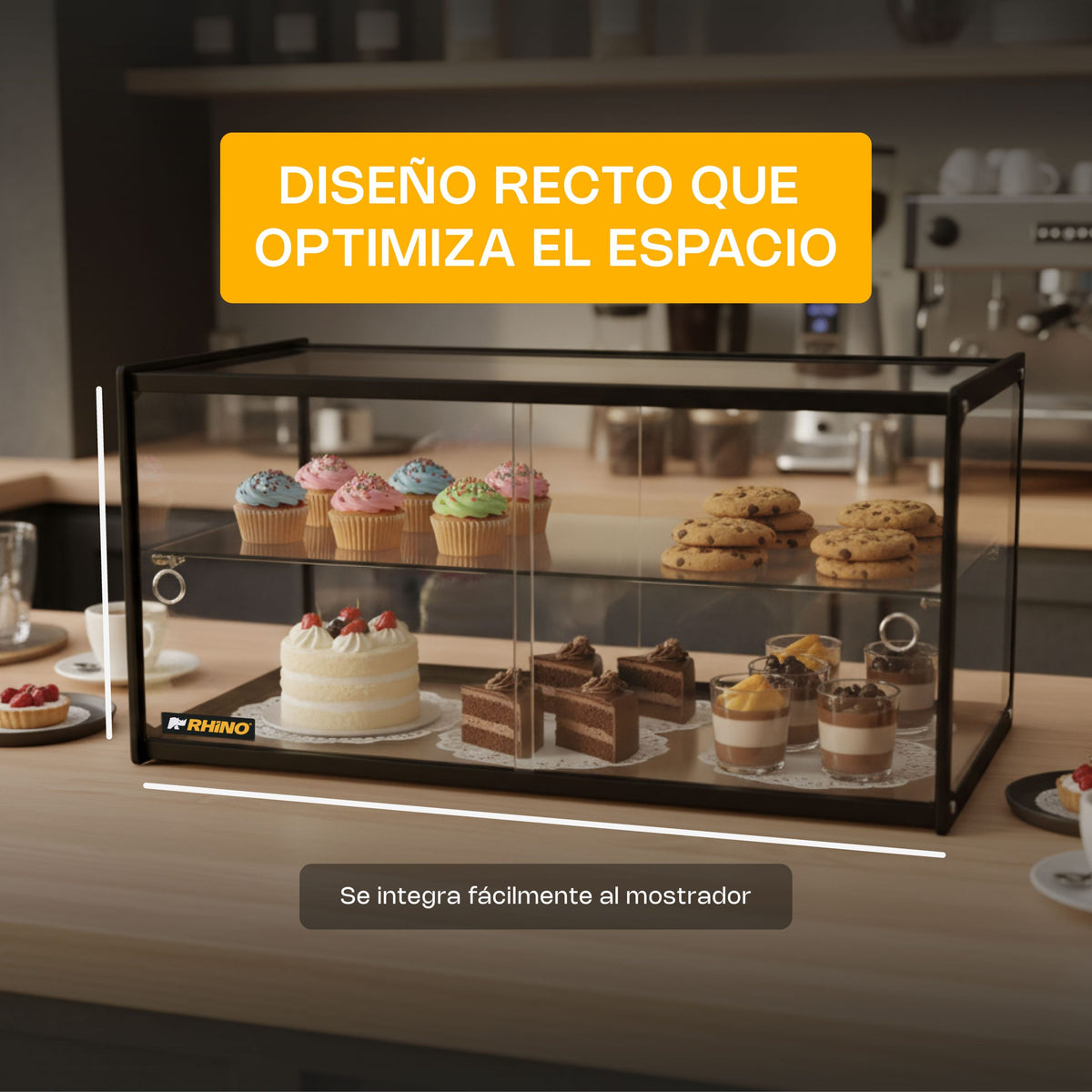 Vitrina neutra recta de 90 l superficie de vidrio | Rhino | Vitneu-90r