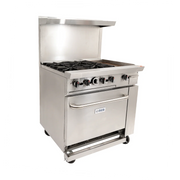 ESTUFA COMERCIAL A GAS DE 6 QUEMADORES Y HORNO CON RESPALDO | DCR36-6Q