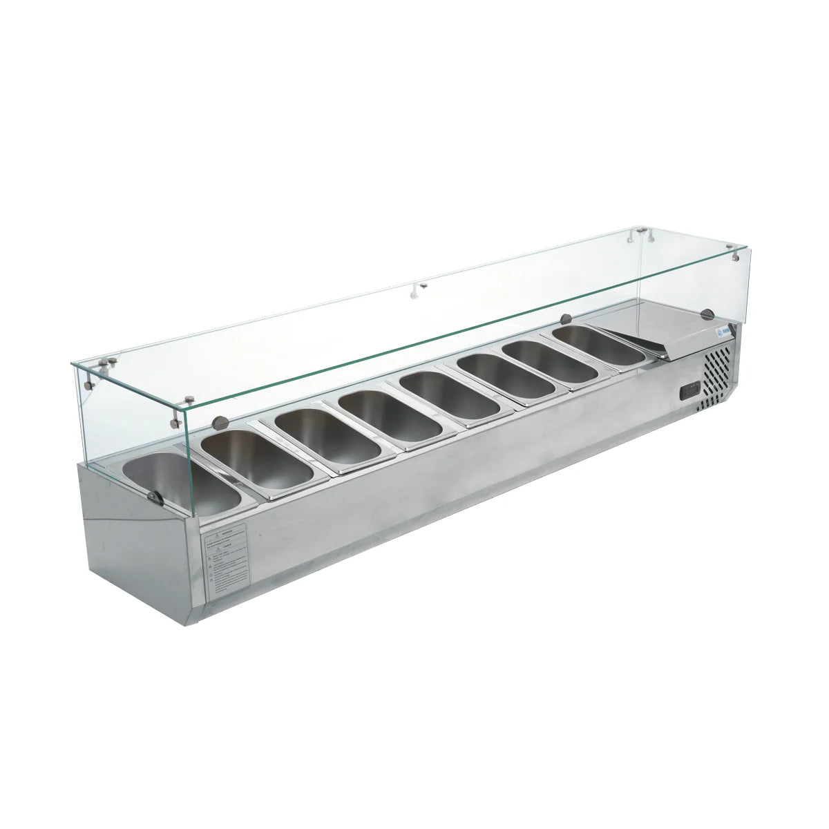 VITRINA REFRIGERADA PARA ENSALADAS Y PIZZAS SOBRE MESA DE 180 CM DE FRENTE | RT-1800L