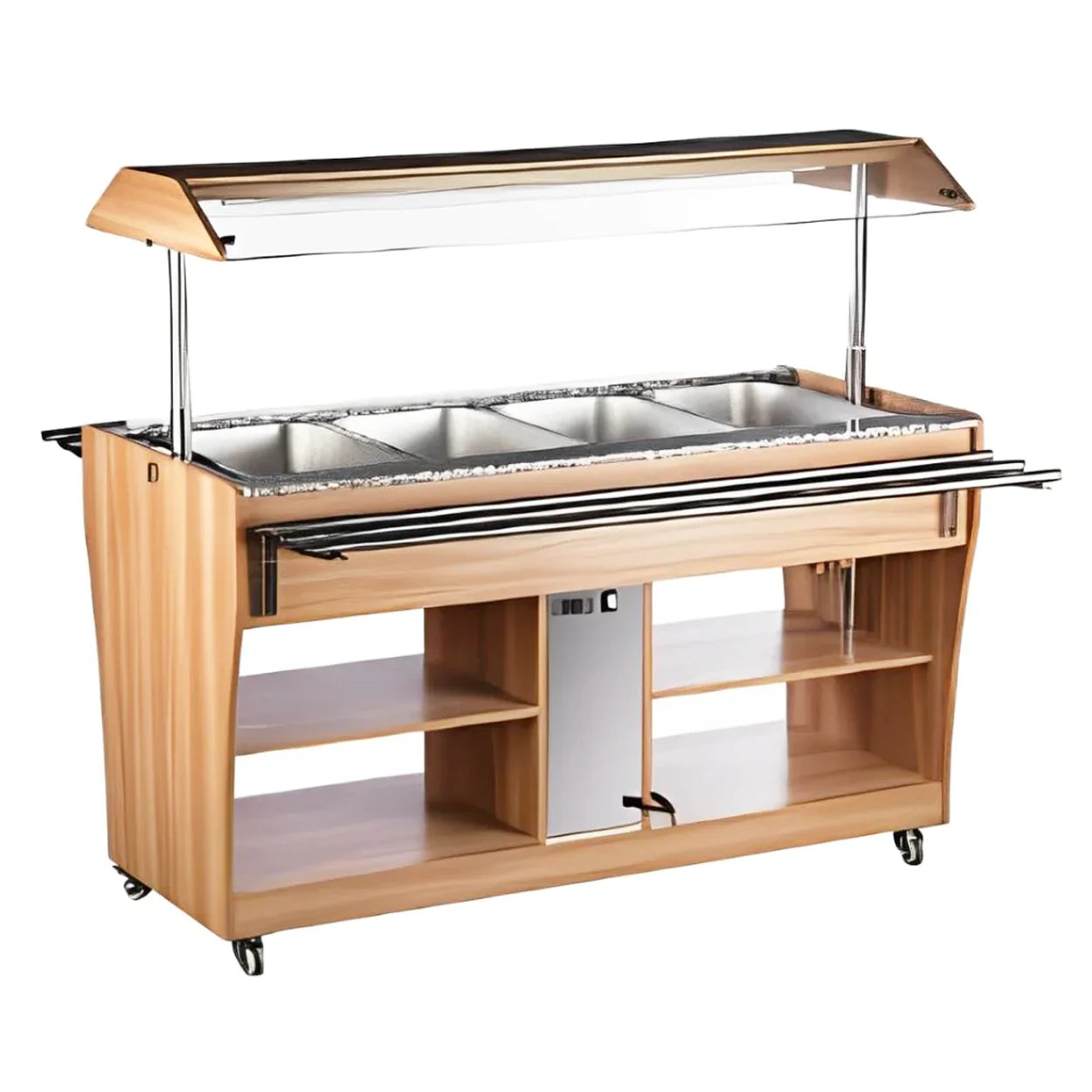 MESA BUFFETERA CALIENTE MÓVIL DE 4 INSERTOS ENTEROS | RTR-1490L