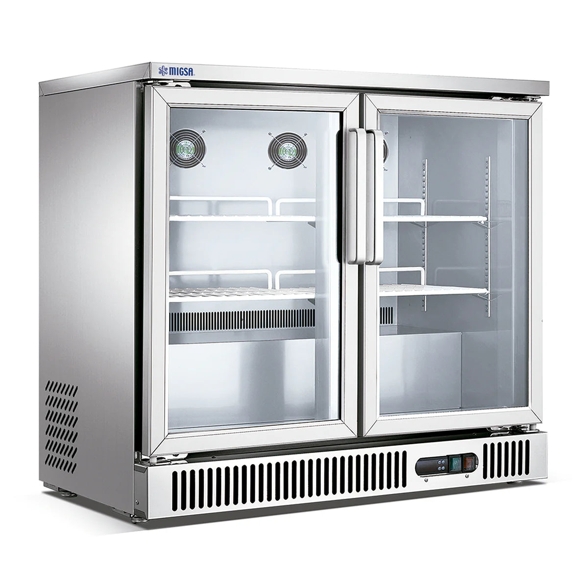 REFRIGERADOR CONTRABARRA DE 2 PUERTAS DE CRISTAL DE 250 L | SG250